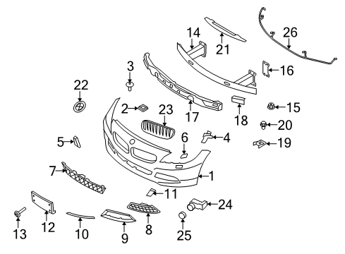 2014 BMW Z4 Front Bumper Ultrasonic Sensor Diagram for 66209263925