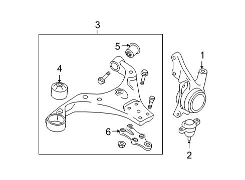 2006 Hyundai Tucson Front Suspension Components, Lower Control Arm, Stabilizer Bar Connector Diagram for 54541-2E000