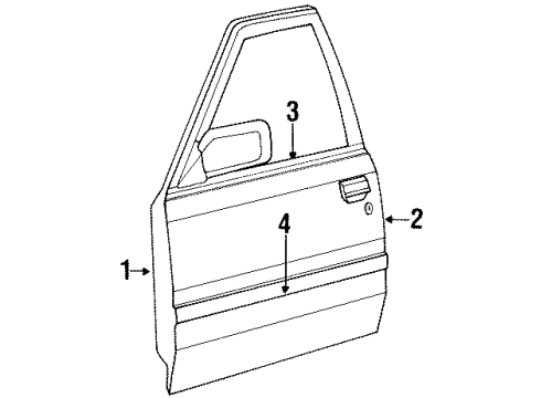 1992 Dodge Dakota Door & Components, Exterior Trim Molding-Door Diagram for TY13KSDAA
