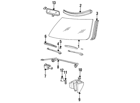 1993 Cadillac Fleetwood Windshield Glass, Wiper & Washer Components Container Asm, Windshield Washer Solvent (W/ Solvent Level Switch) Diagram for 22122558