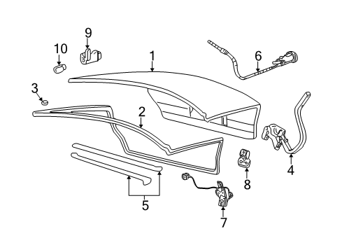 2003 Mercury Sable Trunk Weatherstrip Diagram for 1F4Z-5443720-AA