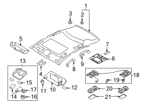 2009 Infiniti FX35 Sunroof Lamp Assembly-Map Diagram for 26430-1CA6A