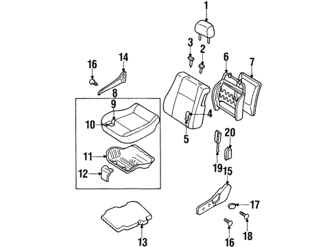 2001 Infiniti G20 Front Seat Components Trim Assembly_Front Cushion Diagram for 87370-7J400