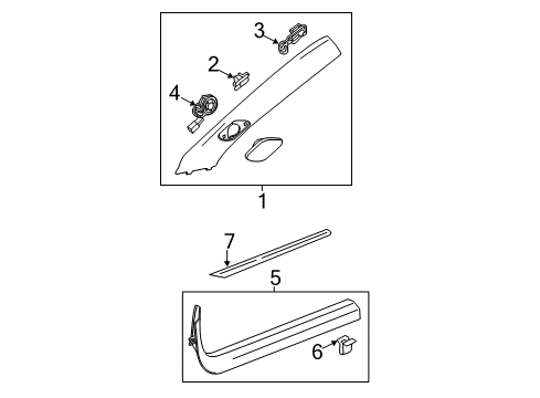 2016 Cadillac ATS Interior Trim - Pillars, Rocker & Floor Weatherstrip Pillar Trim Diagram for 22998368