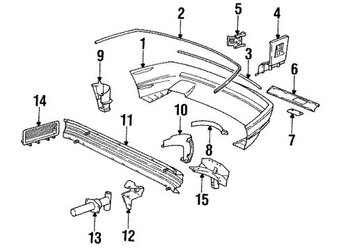 1997 BMW 850Ci Rear Bumper Covering Left Diagram for 51711970267
