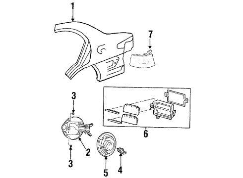 1997 Mercury Tracer Quarter Panel & Components Fuel Pocket Diagram for F7CZ-5427936-AD