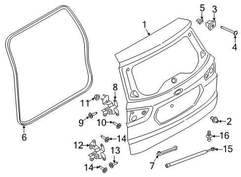 2020 Ford EcoSport Cargo Door Surround Weatherstrip Diagram for FN1Z-74404A06-B