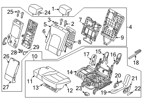 2014 Hyundai Santa Fe Sport Rear Seat Heater Assembly-Rear Seat Back Diagram for 89390-4Z000