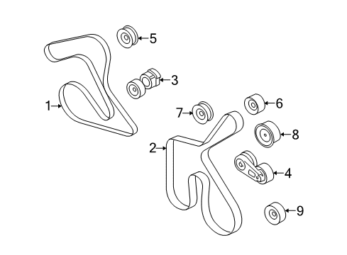 2010 Ford Mustang Belts & Pulleys Pulley Mount Bolt Diagram for -W707288-S437