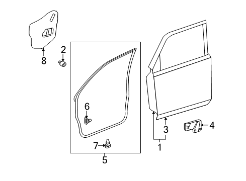 2019 Toyota 4Runner Front Door Door Weatherstrip Diagram for 67862-35111