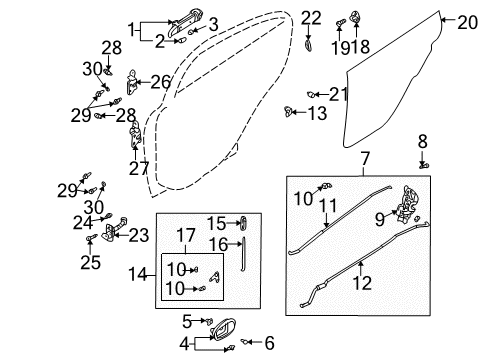 2003 Kia Rio Rear Door - Lock & Hardware Bolt-Checker Diagram for 0K9A158274