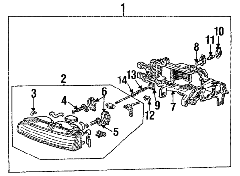 1992 Honda Accord Bulbs Headlight Unit, Passenger Side Diagram for 33103-SM4-A03