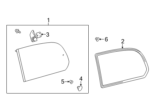 1998 Toyota Land Cruiser Quarter Panel - Glass & Hardware Latch Assembly Diagram for 62920-60020-A0