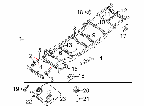 2007 Nissan Titan Frame & Components Bracket, Upper Link, LH Diagram for 50225-7S000