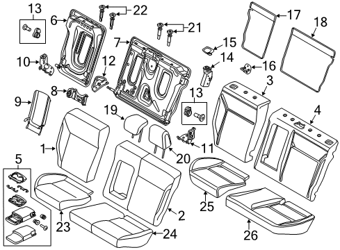 2014 Ford Focus Rear Seat Components Armrest Assembly Diagram for DV6Z-5867112-AA