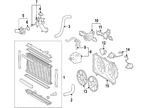 2009 Lexus GS460 Cooling System, Radiator, Water Pump, Cooling Fan Shroud, Fan Diagram for 16711-38130