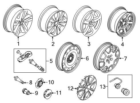 2019 Ford Explorer Wheels Wheel, Alloy Diagram for JB5Z-1007-D