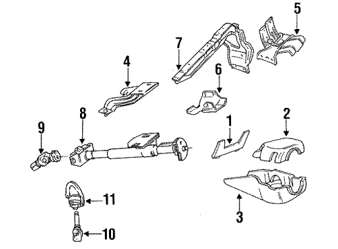 1992 Mercury Capri Steering Column Housing & Components, Shaft & Internal Components, Shroud, Switches & Levers Lower Shaft Diagram for E7GZ3B676A