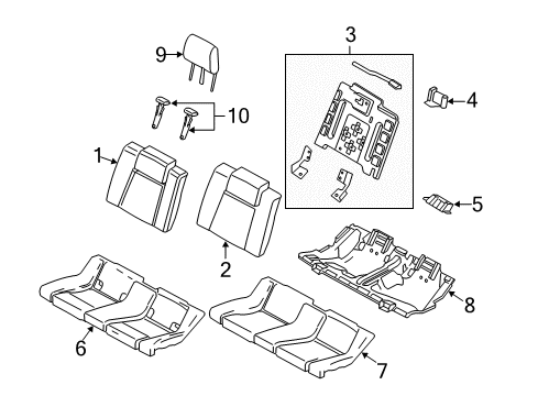 2014 Ford Mustang Rear Seat Components Seat Cushion Pad Diagram for 5R3Z-63600A88-AA