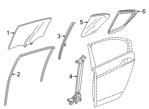 2020 Acura RLX Rear Door Sash, Right Rear Door Quarter Diagram for 72731-TY2-A01