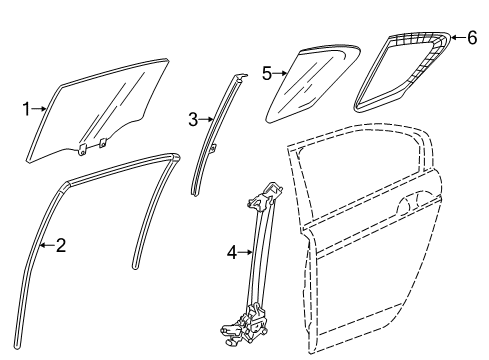 2020 Acura RLX Rear Door Glass, Left Rear Door Quarter (Green) (Ppg) Diagram for 73455-TY2-A00