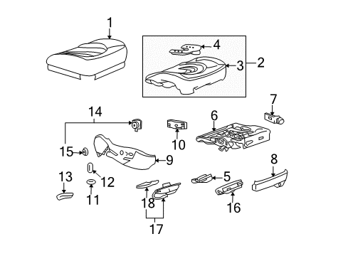 2010 Buick Lucerne Front Seat Components Panel, Passenger Seat Cushion Front Finish Diagram for 15216167