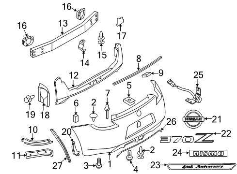 2020 Nissan 370Z Rear Bumper SPACER-Rear Bumper Side Diagram for 85094-CD000