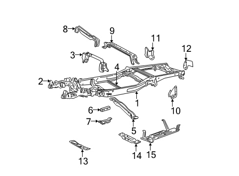 1997 Ford F-250 Frame & Components Rail End Diagram for 2L3Z-5L005-AA