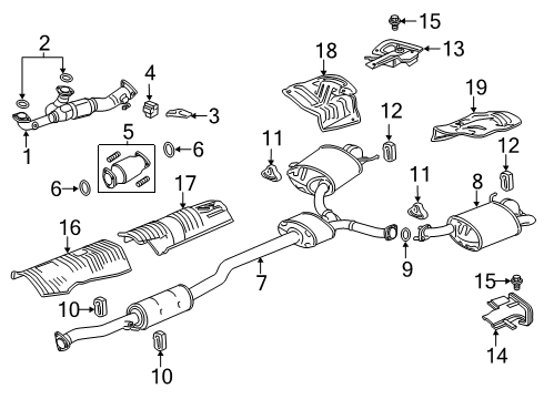 2018 Acura RLX Exhaust Components Bracket, Exhaust Mounting Diagram for 18282-TY2-A00