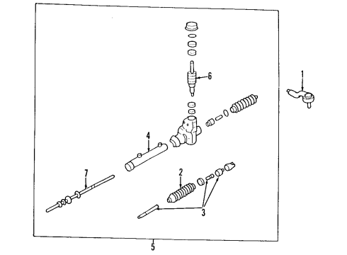 2001 Kia Spectra P/S Pump & Hoses, Steering Gear & Linkage Order Components Diagram for 1K2C132110A