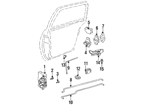 1994 Buick Skylark Rear Door - Lock & Hardware Rod Asm-Rear Side Door Locking Diagram for 22641112