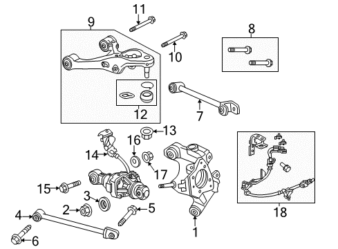 2015 Acura RLX Rear Suspension, Lower Control Arm, Upper Control Arm, Ride Control, Stabilizer Bar, Suspension Components Boot Set, Rear Arm (Upper) Diagram for 06520-TY2-A00