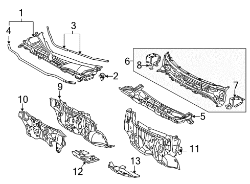 2012 Lexus RX350 Cowl Panel Sub-Assy, Dash Diagram for 55101-0E022