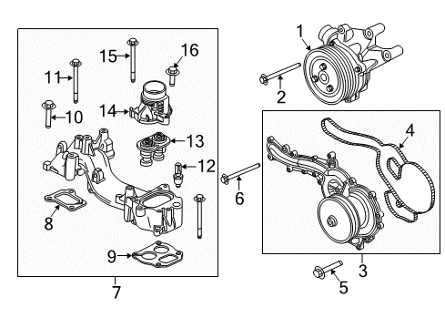 2011 Ford F-250 Super Duty Powertrain Control Water Pump Assembly Diagram for BC3Z-8501-A