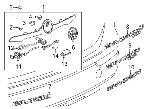 2019 Buick Envision Exterior Trim - Lift Gate Applique Panel Diagram for 84549177