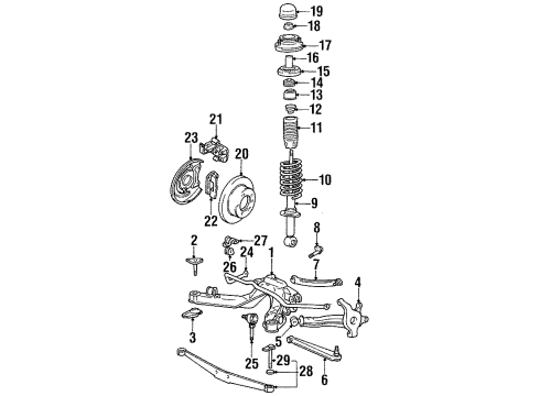 1993 Plymouth Laser Rear Suspension Components, Axle & Differential, Lower Control Arm, Upper Control Arm, Stabilizer Bar Bracket Stabilizer Bar Diagram for MB515245