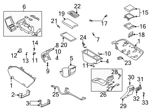 2000 Buick LeSabre Front Console Hinge Asm-Front Floor Console Rear Compartment Door Diagram for 25626278