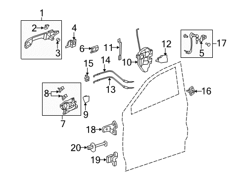 2012 Acura RDX Front Door Protector, Driver Side Handle Rod (Outer) Diagram for 72169-STK-A00