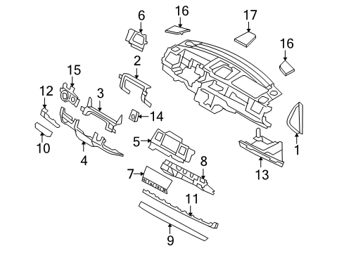 2009 Lincoln MKS Cluster & Switches, Instrument Panel Column Cover Diagram for 8A5Z-54044D70-AB