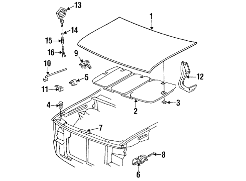 1992 Chrysler Town & Country Hood & Components, Exterior Trim Release A-Assembly - I/S Hood Latch Diagram for 4673097