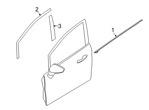 2012 Ford Fiesta Exterior Trim - Front Door Upper Molding Diagram for BE8Z-5820550-A