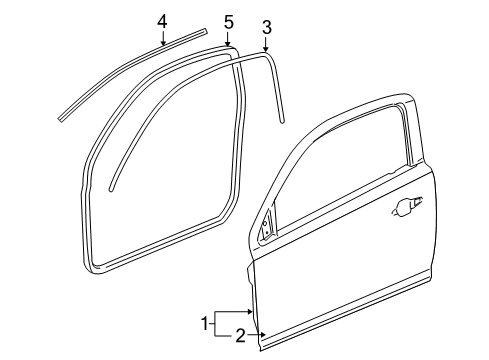 2005 Chevrolet Cobalt Door & Components Weatherstrip Asm-Front & Rear Side Door Upper Auxiliary Diagram for 15798481