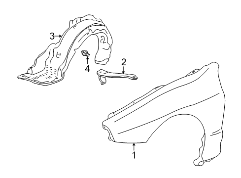 2001 Acura Integra Fender & Components Fender, Right Front (Inner) Diagram for 74101-ST7-000