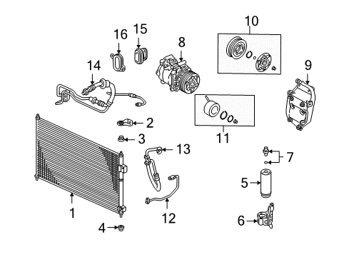 2003 Honda Civic Switches & Sensors Bracket, R. Condenser (Upper) Diagram for 80107-S5B-000