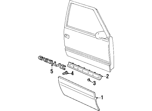 2000 GMC Yukon Exterior Trim - Front Door Body Side Molding Diagram for 12473112