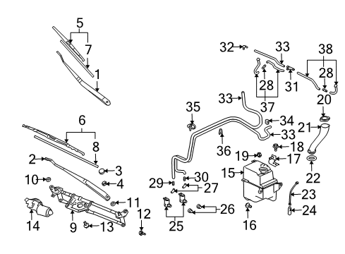 2004 Mitsubishi Outlander Wiper & Washer Components Cap-Washer Reservoir Diagram for MR245402