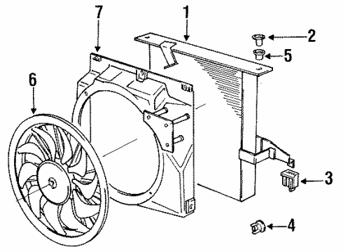 1993 BMW 318is A/C Condenser Cooling Fan Assembly Diagram for 64508364093
