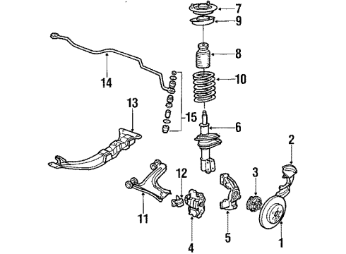 1989 Chevrolet Cavalier Front Brakes Mount Asm, Front Suspension Strut Diagram for 17989307