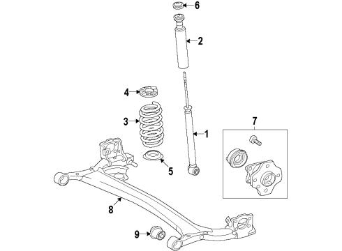 2014 Toyota Prius Rear Axle, Suspension Components Shock Absorber Diagram for 48530-80697