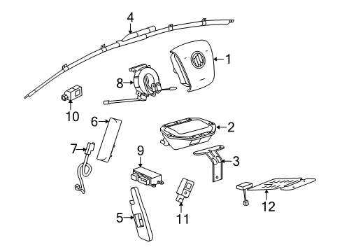 2013 Buick LaCrosse Air Bag Components Passenger Inflator Module Diagram for 22963307